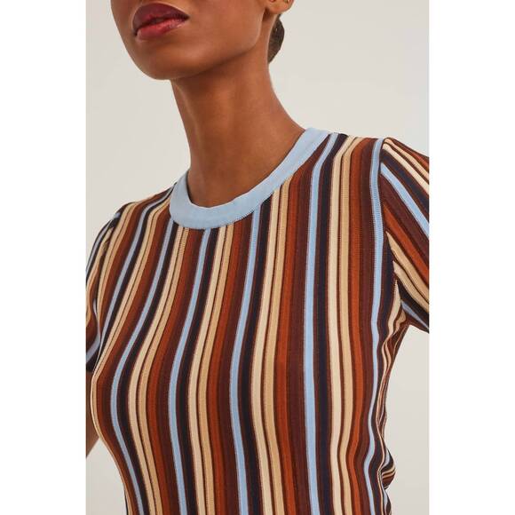 NEW CARA CARA knoll crewneck top in metalic stripe - Picture 2 of 4